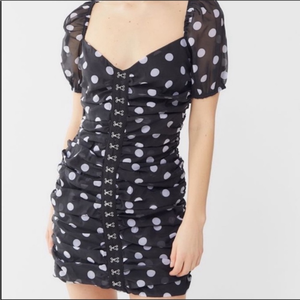 ✨ UO Black & White Polka Dot Corset Dress